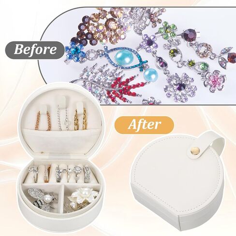6Pcs Travel Jewelry Case, Mini Leather Bridesmaid Jewelry Gift Box, Bulk Small Earring Storage Organizer, Elegant Half-Moon Design Box, Personalized Gifts for Women in Kuwait