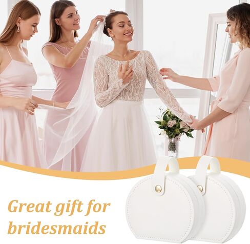 6Pcs Travel Jewelry Case, Mini Leather Bridesmaid Jewelry Gift Box, Bulk Small Earring Storage Organizer, Elegant Half-Moon Design Box, Personalized Gifts for Women in Kuwait