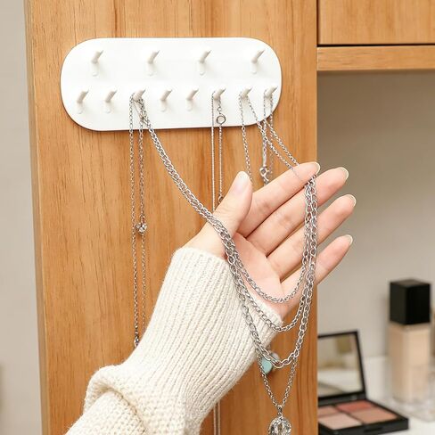 3 PcsWall Jewelry Organizer Wall Mounted, Necklace Hanger Wall Mounted Hanging Jewelry Organizers No-Drill Space-Saving for Earrings Necklaces Bathroom Bedroom Vanity Closet Doors in Saudi Arabia