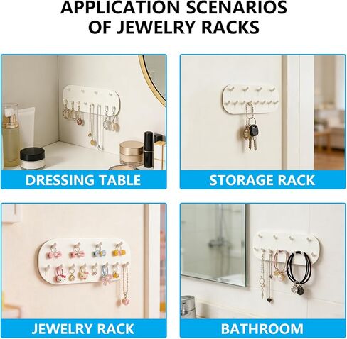 3 PcsWall Jewelry Organizer Wall Mounted, Necklace Hanger Wall Mounted Hanging Jewelry Organizers No-Drill Space-Saving for Earrings Necklaces Bathroom Bedroom Vanity Closet Doors in Saudi Arabia