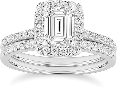 EAMTI 2CT 925 Sterling Silver Bridal Ring Sets Emerald Cut CZ Engagement Rings Vintage Promise Rings Wedding Bands for Women Size 3-12 in Kuwait