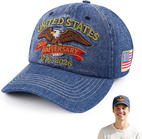 United States 250th Anniversary Hat, Adjustable USA Baseball Cap 1776-2026 American Eagles Hat Embroidered Hats for Men in Kuwait