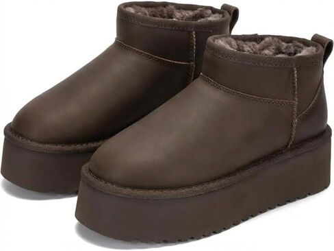 Project Cloud 100% Genuine Suede Leather Ankle Boots for Women - Fur Boots Memory Foam Insole Womens Boots - Anti-Slip Mini Platform Boots - Lightweight Winter Boots for Women - Snow Boots (Huggy) in Kuwait