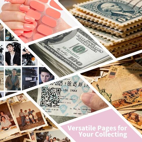 20 ورقة لاصقة شفافة لأكمام الكتب واقيات الجيب، حشوات بلاستيكية لإعادة تعبئة المجلد، والبطاقة، والصور، والتذكرة، وإدراج ألبوم منظم الملصقات لـ 4 حلقات A4، وجيبين in Kuwait