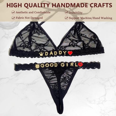 Sexy Lingerie for Women 2 Piece Lace Bra and Panty Set – Sheer Mesh Bralette and Thong, Women’s Lingerie Sets for Nightwear, Romantic Lace Sleepwear, Sexy Gifts for Women in Saudi Arabia