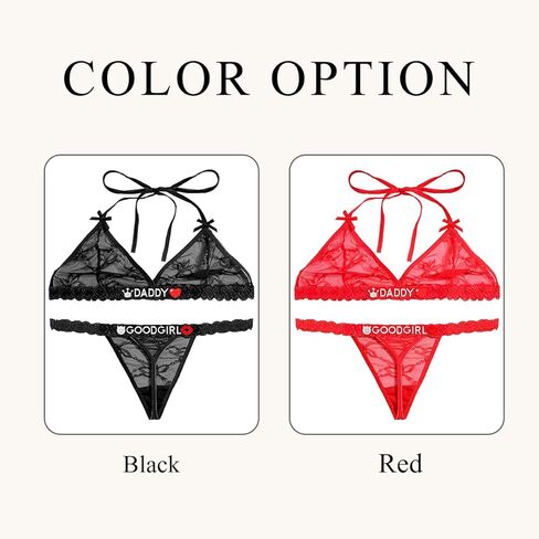 Sexy Lingerie for Women 2 Piece Lace Bra and Panty Set – Sheer Mesh Bralette and Thong, Women’s Lingerie Sets for Nightwear, Romantic Lace Sleepwear, Sexy Gifts for Women in Saudi Arabia