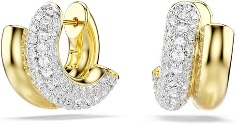 Swarovski Dextera hoop earrings, Round cut, Mini, White, Gold-tone plated in Saudi Arabia