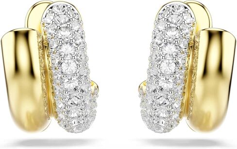 Swarovski Dextera hoop earrings, Round cut, Mini, White, Gold-tone plated in Saudi Arabia