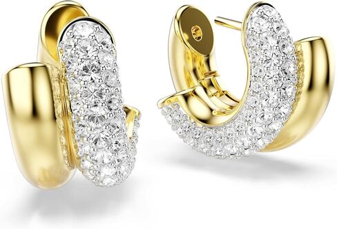 Swarovski Dextera hoop earrings, Round cut, Mini, White, Gold-tone plated in Saudi Arabia