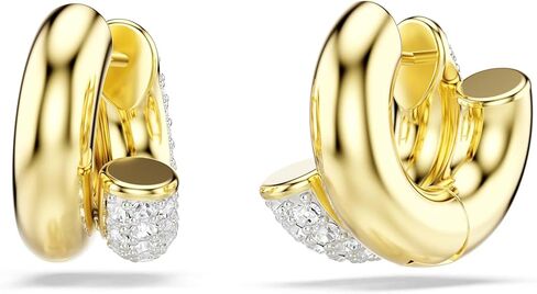 Swarovski Dextera hoop earrings, Round cut, Mini, White, Gold-tone plated in Saudi Arabia