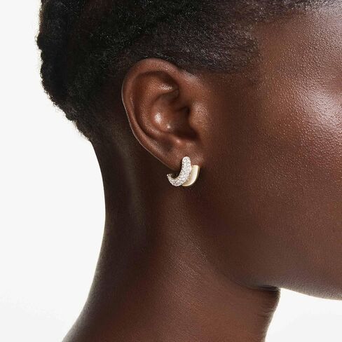Swarovski Dextera hoop earrings, Round cut, Mini, White, Gold-tone plated in Saudi Arabia