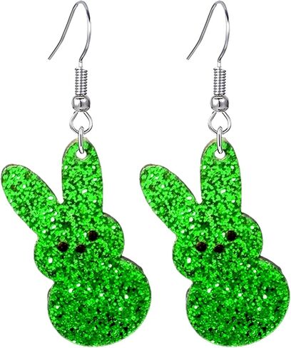 coadipress Easter Rabbit Earrings Cute Glitter Bunny Rabbit Sparkle Spring Earrings for Women Acrylic Colorful Holiday Happy Easter Jewelry Gift in Saudi Arabia