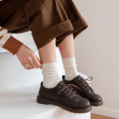 Womens Crew Socks Neutral Colors Cotton Casual Ankle Striped Dress Socks for Women Ladies 6 Pairs in Saudi Arabia