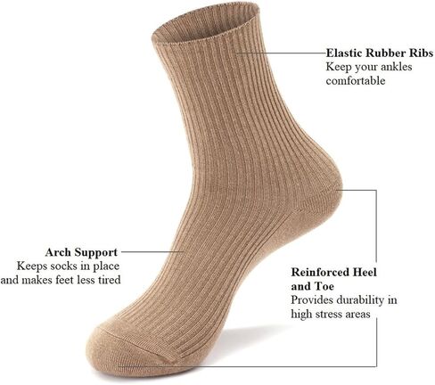 Womens Crew Socks Neutral Colors Cotton Casual Ankle Striped Dress Socks for Women Ladies 6 Pairs in Saudi Arabia