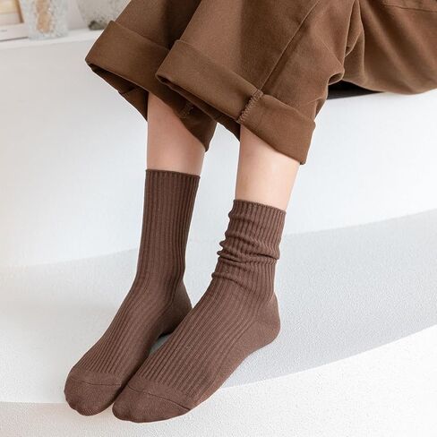 Womens Crew Socks Neutral Colors Cotton Casual Ankle Striped Dress Socks for Women Ladies 6 Pairs in Saudi Arabia