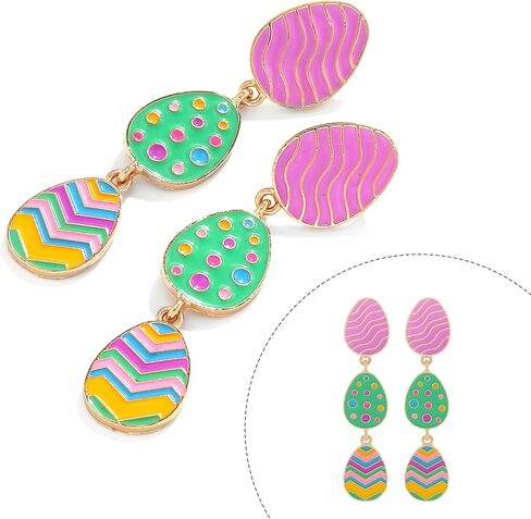 Easter Earrings,Colorful Bunny Egg Earrings,Easter Rabbit Studs,Dangle Funny Dripping Oil Festival Earring,Shiny Rainbow Easter Women's Earrings,Spring Earrings Holiday Jewelry Gift For Women in Kuwait