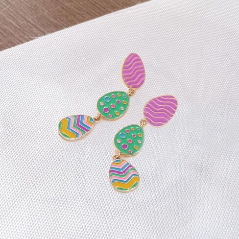 Easter Earrings,Colorful Bunny Egg Earrings,Easter Rabbit Studs,Dangle Funny Dripping Oil Festival Earring,Shiny Rainbow Easter Women's Earrings,Spring Earrings Holiday Jewelry Gift For Women in Kuwait