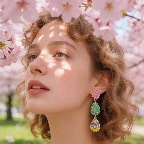 Easter Earrings,Colorful Bunny Egg Earrings,Easter Rabbit Studs,Dangle Funny Dripping Oil Festival Earring,Shiny Rainbow Easter Women's Earrings,Spring Earrings Holiday Jewelry Gift For Women in Kuwait