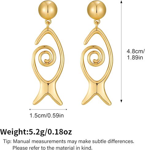 Gold Fish Drop Earrings Dainty Statement Beach Earrings for Women Trendy Summer Ocean Jewelry for gifts in Kuwait