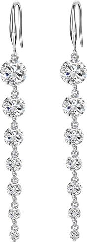 أقراط متدلية طويلة معلقة للنساء لحفلات الزفاف وحفلات العودة للوطن، هدية مجوهرات مكعبة الزركونيا لا تسبب الحساسية in Kuwait