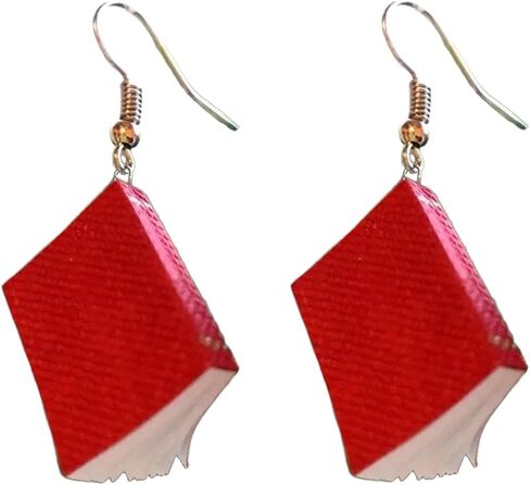 Funny Stackable Paper Book Drop Dangle Earrings for Women Gold-Toned Stack of Books Reading Dangling Fish Hook Earrings 3D Classic Librarian Graduation Teacher Student Back to School Jewelry in Saudi Arabia