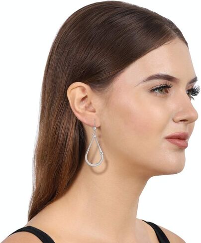مجوهرات Vanbelle من الفضة الإسترليني - مطلية بالروديوم مع ختم 925 - حلق متدلي على شكل كمثرى - حلق أنيق مصنوع يدويًا للنساء in Saudi Arabia