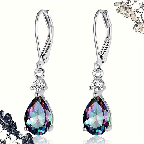 Pear Shaped Multi-colored Cubic Zirconia Dangle Earrings for Women in Saudi Arabia