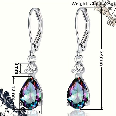 Pear Shaped Multi-colored Cubic Zirconia Dangle Earrings for Women in Saudi Arabia
