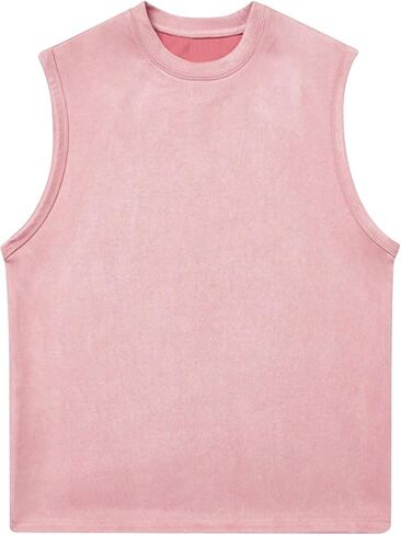 Men's Sleeveless Shirts Suede Workout Tank Tops Casual Muscle T Shirt Summer Beach Tee Loose Fit Outdoor Running Tees in Saudi Arabia