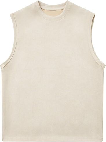 Men's Sleeveless Shirts Suede Workout Tank Tops Casual Muscle T Shirt Summer Beach Tee Loose Fit Outdoor Running Tees in Saudi Arabia