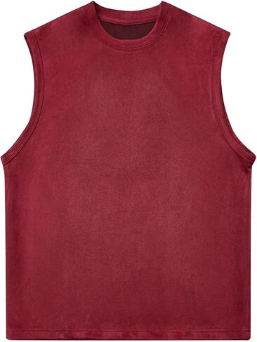 Men's Sleeveless Shirts Suede Workout Tank Tops Casual Muscle T Shirt Summer Beach Tee Loose Fit Outdoor Running Tees in Saudi Arabia