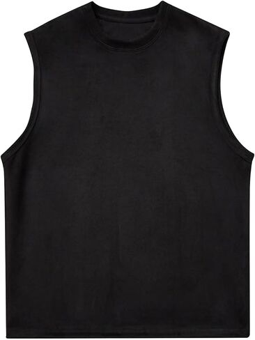 Men's Sleeveless Shirts Suede Workout Tank Tops Casual Muscle T Shirt Summer Beach Tee Loose Fit Outdoor Running Tees in Saudi Arabia