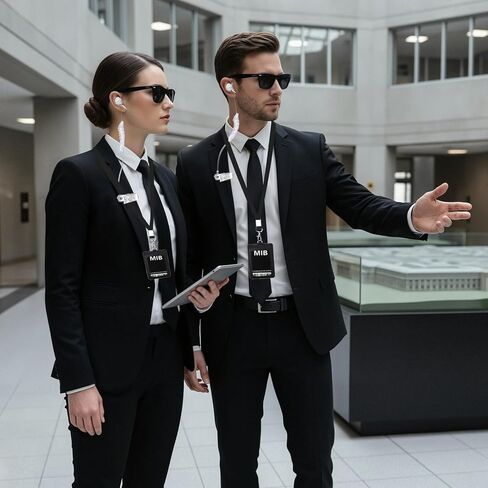 Agent Costume Accessories Set, Secret Service Costume Set with Necktie Sunglasses ID Card Earpiece, Security Guard Accessories for Costume Cosplay Black in Kuwait