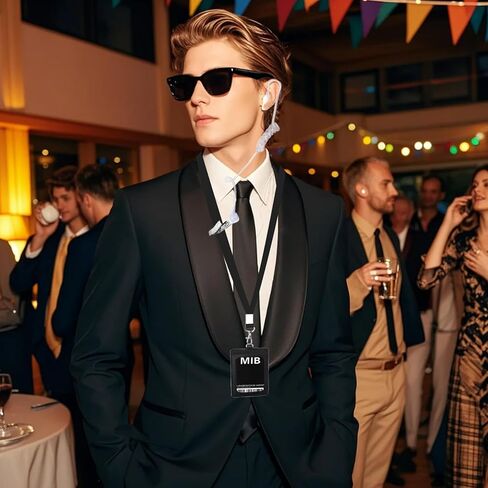 Agent Costume Accessories Set, Secret Service Costume Set with Necktie Sunglasses ID Card Earpiece, Security Guard Accessories for Costume Cosplay Black in Kuwait