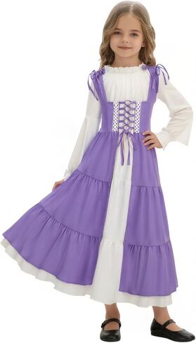 Medieval Dress for Girls, Renaissance Princess Costume with Long Sleeve Halloween Renaissance Faire Festival Outfit in Saudi Arabia