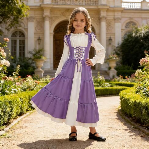 Medieval Dress for Girls, Renaissance Princess Costume with Long Sleeve Halloween Renaissance Faire Festival Outfit in Saudi Arabia