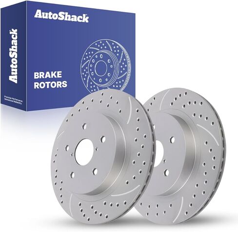 دوارات فرامل مطلية بفتحات تهوية خلفية من AutoShack باللون الفضي غير اللامع مكونة من قطعتين بديل لـ 2015-2026 Subaru Outback 2015-2025 Subaru Legacy TurboGuard 11.81 بوصة (300 مم) in Saudi Arabia