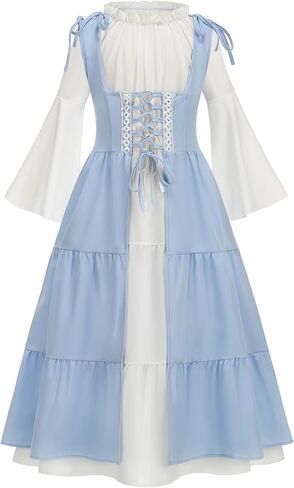 Medieval Dress for Girls, Renaissance Princess Costume with Long Sleeve Halloween Renaissance Faire Festival Outfit in Saudi Arabia