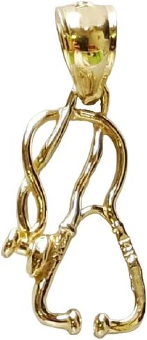 14k Yellow Gold Medical Stethoscope 3D (3 Dimensional) Pendant, Made in USA in Kuwait