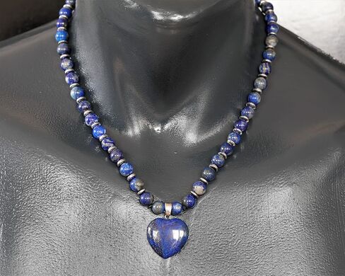 Genuine Natural Gemstone Heart Necklace | Handmade 8mm Round Bead Jewelry with Hematite Accents | Adjustable Fit | Meaningful Gift for Women & Men in Saudi Arabia