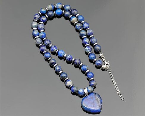 Genuine Natural Gemstone Heart Necklace | Handmade 8mm Round Bead Jewelry with Hematite Accents | Adjustable Fit | Meaningful Gift for Women & Men in Saudi Arabia