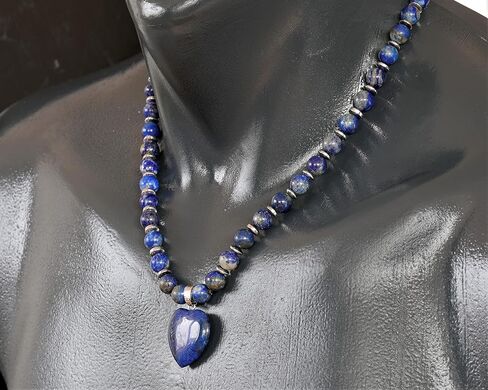 Genuine Natural Gemstone Heart Necklace | Handmade 8mm Round Bead Jewelry with Hematite Accents | Adjustable Fit | Meaningful Gift for Women & Men in Saudi Arabia