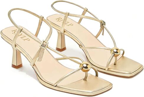 Kitten Heel Sandals for Women Low Heels Adjustable Strap Square Open Toe Comfort Dress Party Thong Flip Flop Slides Sandals in Kuwait