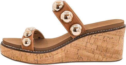 حذاء Corkys Footwear Happy Go Lucky للسيدات - بكعب 2.5 بوصة، وتصميم مفتوح عند الأصابع، وحزام مزدوج مع لمسات على شكل قبة، ونعل داخلي من مادة EVA لراحة طوال اليوم in Kuwait