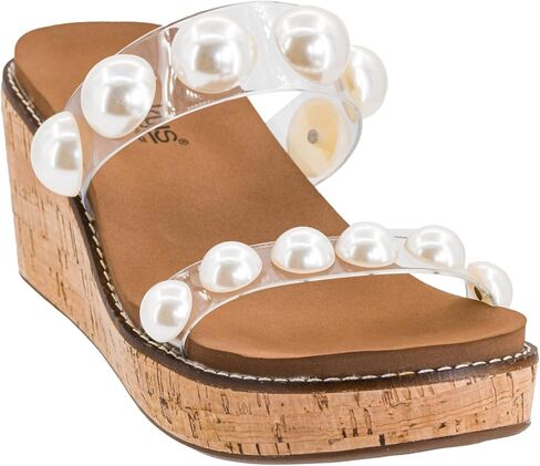 Corkys Footwear Happy Go Lucky Women’s Wedge – With a 2.5-Inch Heel, an Open Toe Design, Double Strap with Dome Accents, and an EVA Insole for All-Day Comfort in Saudi Arabia