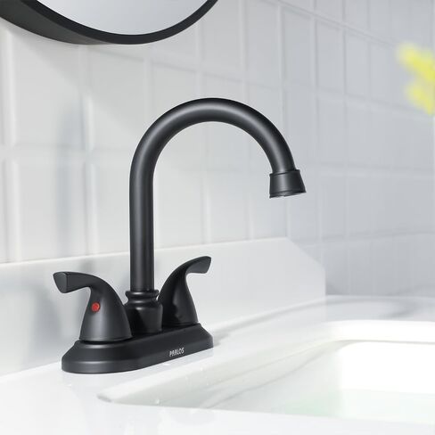 PARLOS Oil Rubbed Bronze Double-Handle Lavatory Faucet with Metal Drain Assembly and Supply Hose, 13592 in Kuwait