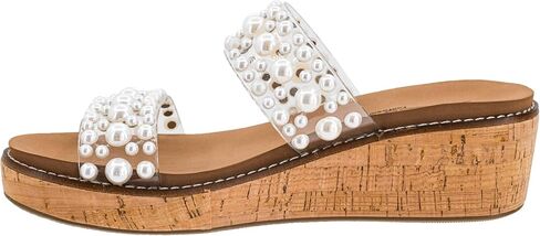 Corkys Footwear صندل نسائي بكعب عريض - Hey Girl Yes Please - أشرطة مزدوجة مرصعة، كعب رقيق 2 بوصة، نعل داخلي مبطن من مادة EVA، نعل خارجي خفيف الوزن مغلف بالفلين in Kuwait