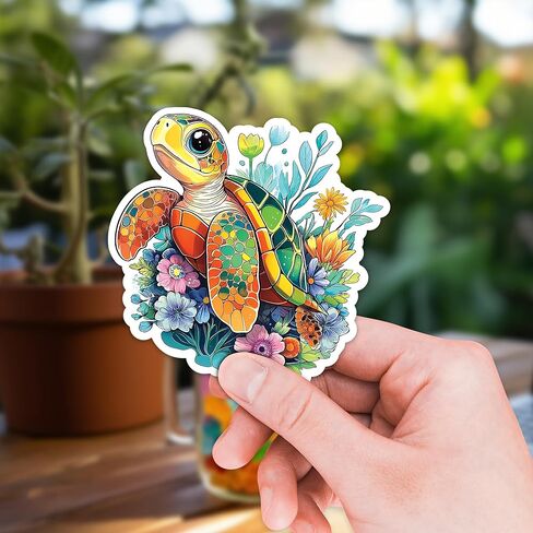 Sea Turtle Sticker 8 Pcs (Large Size) Vinyl Stickers Laptop Waterproof Decal for Car Bumper Water Bottle Notebook Luggage Window Funny Party Birthday Decorations - Size 4 Inches in Kuwait