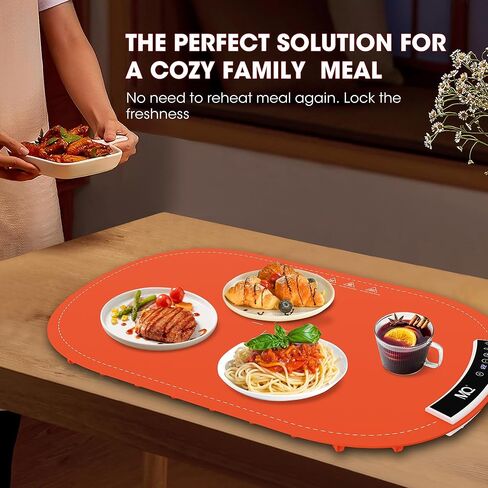 سجادة تدفئة للطعام، كبيرة جدًا، سجادة تدفئة طعام محمولة كبيرة جدًا للبوفيه، لف صواني التدفئة الكهربائية للطعام (أحمر مع أبيض) in Kuwait