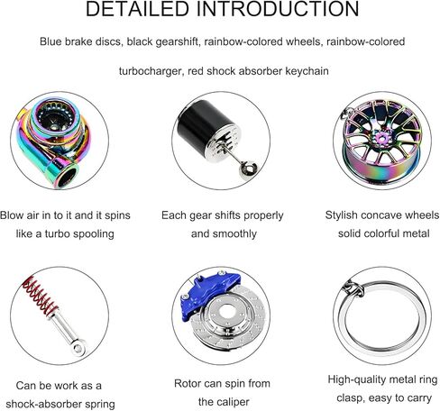 5 قطع من سلاسل المفاتيح لنماذج أجزاء السيارة، سلسلة مفاتيح أنيقة ومبتكرة لقطع غيار السيارات، مجموعة حلقات مفاتيح توربو معدنية لمحبي السيارات in Kuwait